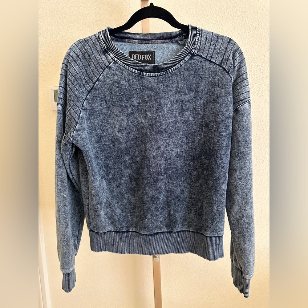 Women's Blue Denim Look Sweater Sz L